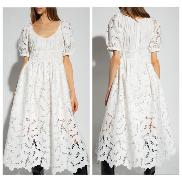 Self-Portrait White Flared Lace Midi Dress size 0 Bride Bridal Wedding Cocktail - Picture 2 of 16